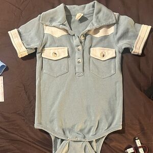 Kate Quinn Blue and Cream Kids Bodysuit